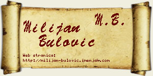 Milijan Bulović vizit kartica